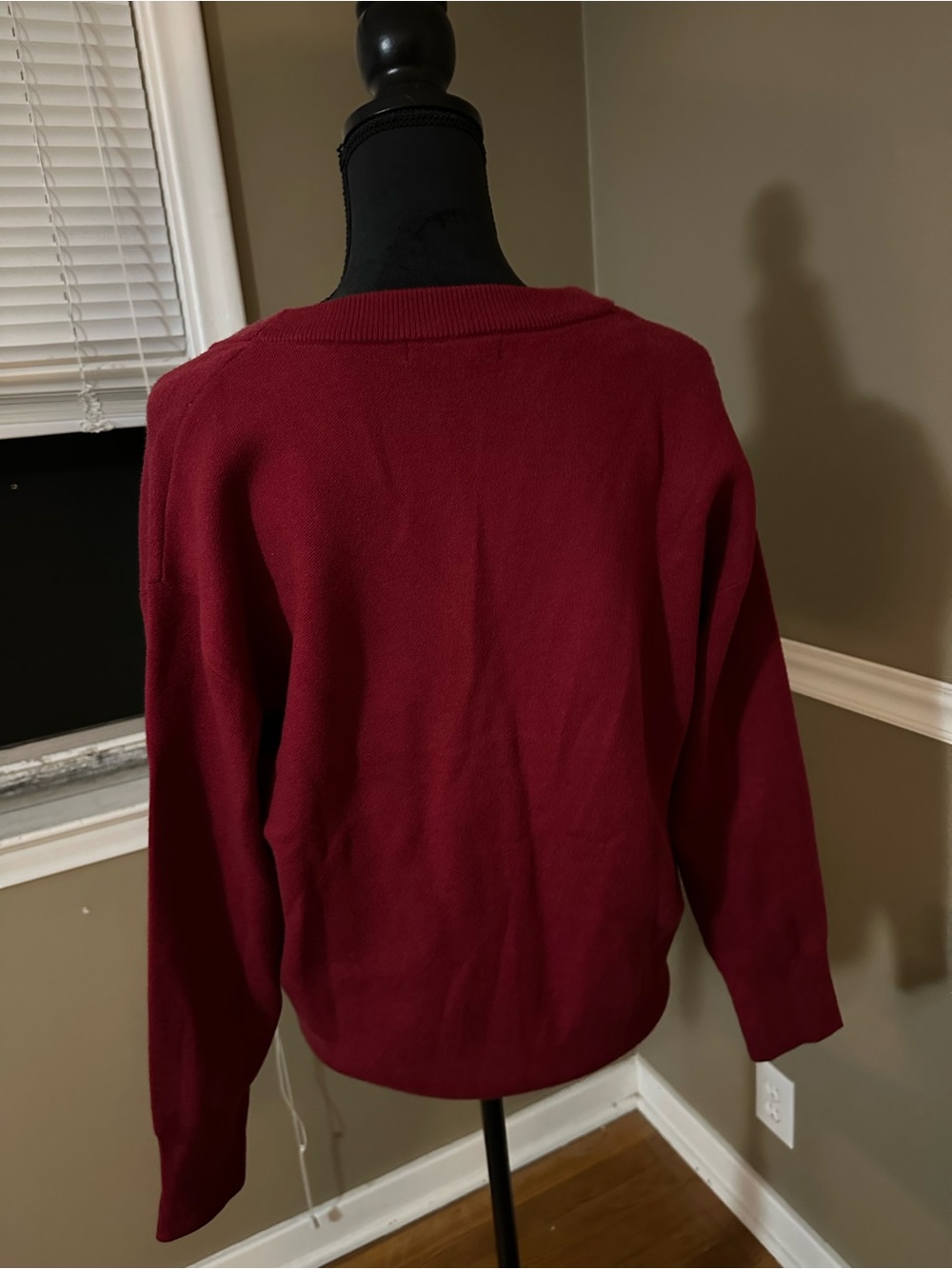 Tahari Red V-Neck Cardigan with Rhinestone Buttons - Picture 7 of 7